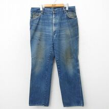 W37/古着 リーバイス Levis 557 ジーンズ メンズ 90s ヒゲ コットン 紺 ネイビー デニム 23jun08 中古 ボトムス ジーパン Gパン ロング_画像1