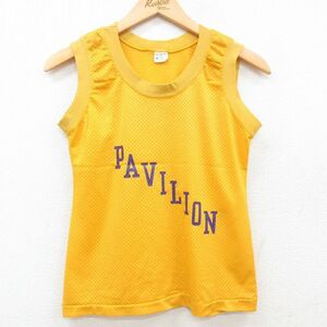 古着 チャンピオン champion ビンテージ タンクトップ レディース 80s PAVILION メッシュ地 クルーネック 黄 イエロー ユニフォーム ゲ