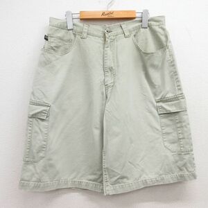 W34/古着 ショート カーゴ パンツ ショーツ メンズ 90s MOSSIMO コットン グレー系 23jul27 中古 ボトムス 短パン ショーパン