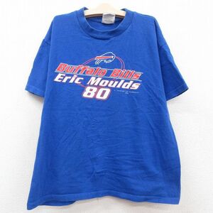 古着 半袖 ビンテージ Tシャツ キッズ ボーイズ 子供服 00s NFL バッファロービルズ エリックモールド 80 コットン クルーネック 青 ブ