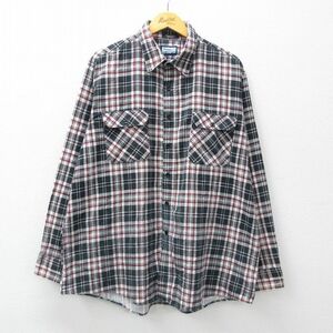 XL/古着 長袖 フランネル シャツ メンズ 90s 大きいサイズ 黒他 ブラック チェック 23oct31 中古 トップス