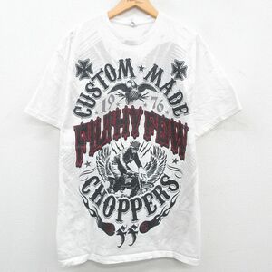 XL/古着 半袖 ビンテージ Tシャツ メンズ 00s バイク FILTHY FEW コットン クルーネック 白 ホワイト 23jun03 中古