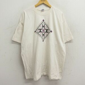 古着 ヘインズ 半袖 ビンテージ Tシャツ レディース 00s ハート 大きいサイズ コットン クルーネック 生成り 23jul08 中古