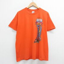 XL/古着 半袖 Tシャツ メンズ レーシングカー エルドラスピードウェイ コットン クルーネック オレンジ 23jul03 中古_画像2