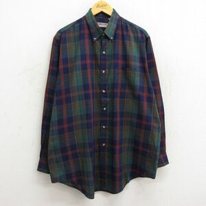 XL/古着 マクレガー 長袖 シャツ メンズ 90s 大きいサイズ ロング丈 ボタンダウン 紺他 ネイビー チェック 23jul19 中古 トップス