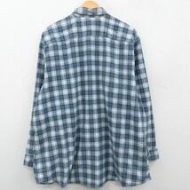 XL/古着 長袖 フランネル シャツ メンズ 90s 大きいサイズ ロング丈 緑系他 グリーン チェック 23sep28 中古 トップス_画像3