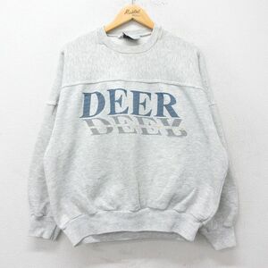 XL/古着 長袖 スウェット メンズ 90s DEER CREEK クルーネック 薄グレー 霜降り 23sep26 中古 スエット トレーナー トップス