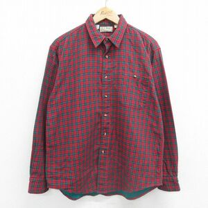 XL/古着 エルエルビーン LLBEAN 長袖 ブランド シャツ メンズ 80s コットン 赤他 レッド チェック 23nov14 中古 トップス