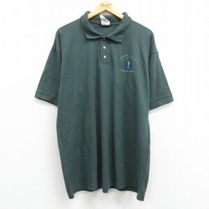 XL/古着 ディッキーズ Dickies 半袖 ブランド ポロ シャツ メンズ KIDSTART 鹿の子 大きいサイズ 濃緑 グリーン 23apr11 中古 トップス