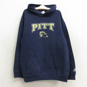 古着 アディダス adidas 長袖 スウェット パーカー キッズ ボーイズ 子供服 PITT 紺 ネイビー 23nov28