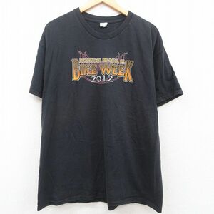 XL/古着 半袖 Tシャツ メンズ バイクウィーク デイトナビーチ 大きいサイズ コットン クルーネック 黒 ブラック 23may15 中古