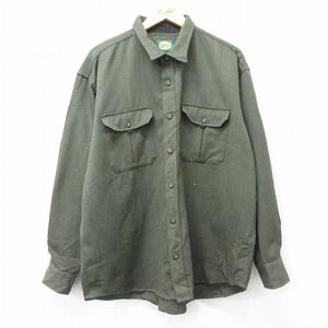 XL/古着 カベラス 長袖 ウール シャツ メンズ 00s 大きいサイズ 濃緑 グリーン 23feb27 中古 トップス