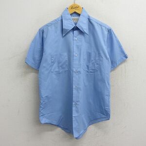 M/古着 半袖 シャツ メンズ 70s 薄紺 ネイビー 23aug07 中古 トップス