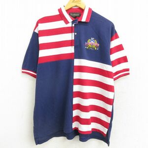 L/古着 半袖 ポロ シャツ メンズ 90s ブタ 鹿の子 大きいサイズ コットン 22aug19 中古 トップス