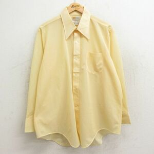 XL/古着 長袖 シャツ メンズ 70s 大きいサイズ 黄 イエロー 23dec14 中古 トップス