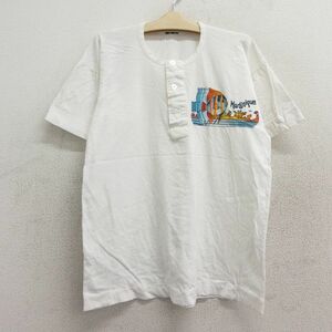 古着 半袖 ビンテージ Tシャツ キッズ ボーイズ 子供服 80s 魚 マルティニーク レーヨン ヘンリーネック 白 ホワイト spe 23may19