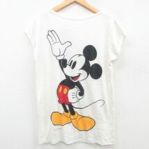 古着 ビンテージ ノースリーブ Tシャツ レディース 90s ディズニー ミッキー 両面プリント クルーネック 白 ホワイト spe 23jul06 中古_画像1