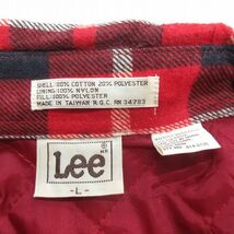 XL/古着 リー Lee 長袖 ヘビー フランネル シャツ メンズ 80s コットン 赤他 レッド チェック 内側キルティング 23nov02 中古 トップス_画像5