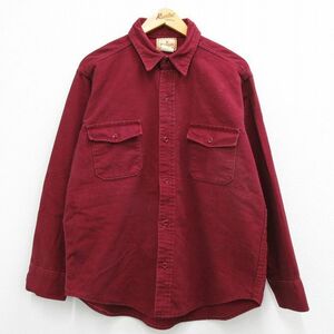 XL/古着 長袖 フランネル シャツ メンズ 90s コットン エンジ 23mar08 中古 トップス