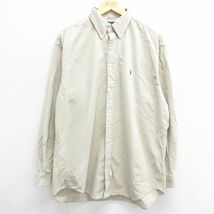 XL/古着 ラルフローレン 長袖 ブランド シャツ メンズ 90s ワンポイントロゴ 大きいサイズ コットン ボタンダウン ベージュ カーキ 23s_画像1