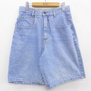 W30/ old clothes short pants shorts men's 80shige cotton ta long navy blue navy Denim 22may26 used bottoms short bread show bread 