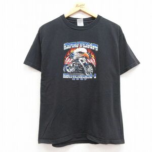 L/古着 半袖 ビンテージ Tシャツ メンズ 00s デイトナ バイクウィーク ワシ コットン クルーネック 黒 ブラック 23apr06 中古