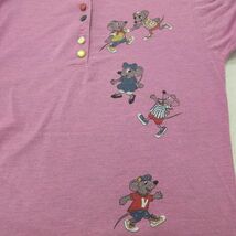 古着 長袖 ビンテージ Tシャツ レディース 90s ネズミ ヘンリーネック 薄紫 パープル 霜降り 22jul21 中古_画像2