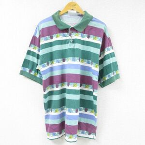 XL/古着 リーボック 半袖 ブラント ポロ シャツ メンズ 90s ゴルフ 大きいサイズ 緑他 グリーン spe 23may22 中古 トップス