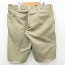 W38/古着 ディッキーズ Dickies ハーフ ワーク パンツ ショーツ メンズ ベージュ カーキ 23jun09 中古 ボトムス 短パン ショーパン_画像2