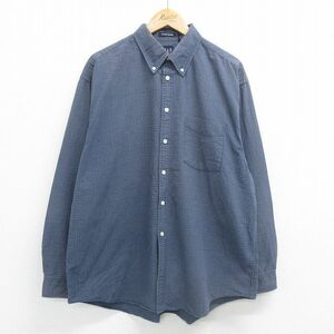 XL/古着 ギャップ GAP 長袖 ブランド シャツ メンズ 00s オックスフォード 大きいサイズ コットン ボタンダウン 紺他 ネイビー チェッ