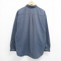 XL/古着 ギャップ GAP 長袖 ブランド シャツ メンズ 00s オックスフォード 大きいサイズ コットン ボタンダウン 紺他 ネイビー チェッ_画像3