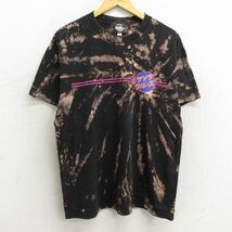 L/古着 サンタクルーズ 半袖 Tシャツ メンズ スケートボード コットン クルーネック 黒 ブラック ブリーチ加工 23aug02 中古_画像2