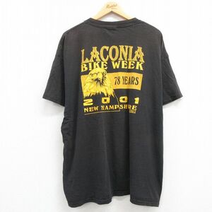 XL/古着 半袖 ビンテージ Tシャツ メンズ 00s バイクウィーク ラコニア 大きいサイズ コットン クルーネック 黒 ブラック spe 23apr19