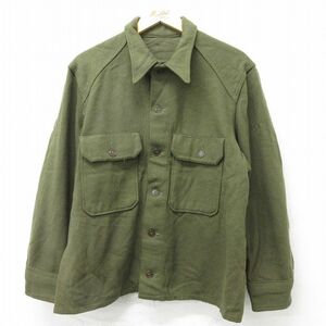 XL/古着 長袖 ビンテージ ミリタリー シャツ メンズ 50s ウール 緑 グリーン 23nov18 中古 トップス