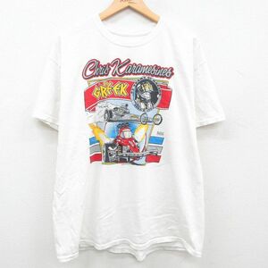 XL/古着 半袖 ビンテージ Tシャツ メンズ 00s レーシングカー クリスカラメシネス 大きいサイズ クルーネック 白 ホワイト spe 23aug04