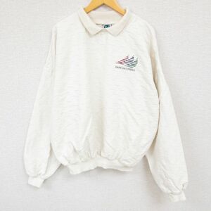 XL/古着 WEK 長袖 スウェット メンズ 90s ハッテラス岬 ヨット 大きいサイズ コットン 襟付き 白 ホワイト 23may10 中古 スエット トレ