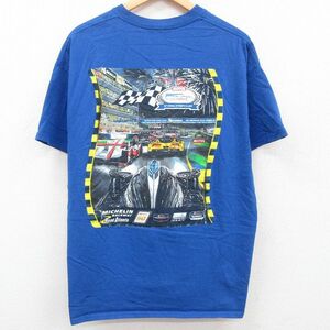 XL/古着 半袖 Tシャツ メンズ レーシングカー MOTUL コットン クルーネック 青 ブルー 23may15 中古
