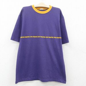 古着 半袖 ビンテージ Tシャツ キッズ ボーイズ 子供服 00s ECU PIRATES クルーネック 紫 パープル 23jul03