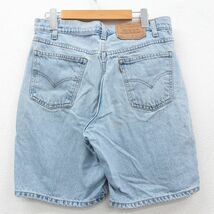 W32/古着 リーバイス Levis 550 ショート パンツ ショーツ メンズ 00s コットン 薄紺 ネイビー デニム 23jun03 中古 ボトムス 短パン_画像2