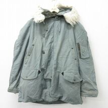 XL/古着 長袖 ミリタリー ジャケット メンズ 90s N-3B 大きいサイズ ロング丈 ラグラン 緑 グリーン 23nov24 中古 アウター フライト_画像1