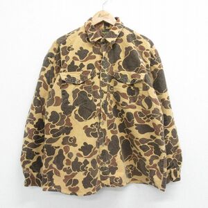 XL/古着 長袖 ハンティング シャツ メンズ 90s 大きいサイズ 茶他 ブラウン 迷彩 23oct03 中古 トップス