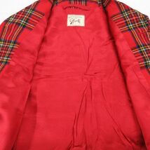 古着 長袖 ウール ジャケット キッズ ボーイズ 子供服 70s 赤他 レッド タータン チェック 23oct17_画像5