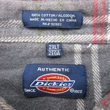 XL/古着 ディッキーズ Dickies 長袖 ヘビー フランネル シャツ メンズ 大きいサイズ ロング丈 コットン 濃グレー 霜降り他 チェック 23_画像5