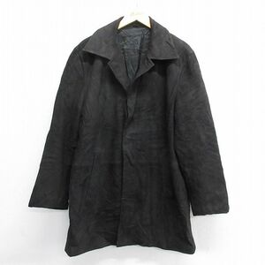 L/古着 長袖 レザー コート メンズ ロング丈 黒 ブラック 23dec11 中古 アウター