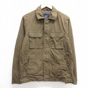 M/古着 ギャップ GAP 長袖 ジャケット メンズ 00s リップストップ コットン 濃緑系 グリーン 23dec06 中古 アウター ジャンパー ブルゾ