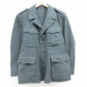 L/古着 長袖 ビンテージ ミリタリー ジャケット 将校服 メンズ 70s ウール 紺系 ネイビー 霜降り 23oct19 中古 アウター フライト