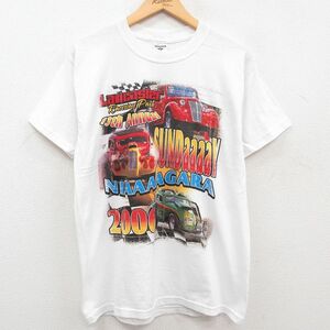 L/古着 半袖 ビンテージ Tシャツ メンズ 00s ホットロッド LanCaster クルーネック 白 ホワイト 23apr28 中古