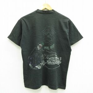 L/古着 半袖 Tシャツ メンズ 90s ピエロ 車 コットン クルーネック 黒 ブラック spe 23jul21 中古