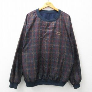 XL/古着 長袖 ジャケット メンズ 90s ゴルフ リバーシブル 大きいサイズ 紺他 ネイビー チェック 23nov20 中古 アウター ジャンパー ブ