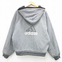 L/古着 アディダス adidas 長袖 ナイロン ジャケット メンズ 90s ワンポイントロゴ リバーシブル ラグラン 黒他 ブラック 3本ライン 23_画像3